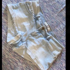 Light wash jean booty shorts